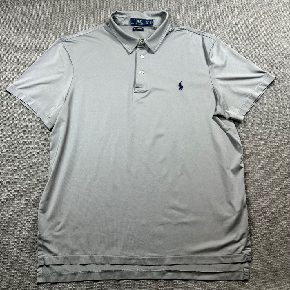 Polo Ralph Lauren Performance Polo Shirt Mens XL Gray   Short Sleeve Stretch